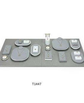 Light Gray Velvet Jewelry Showcase Display Set