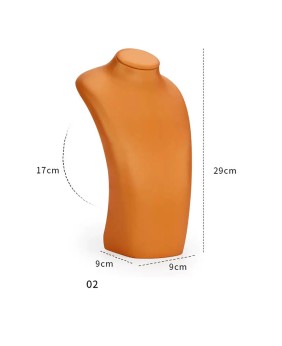Luxuriöser Büstenständer aus orangefarbenem Leder für den Einzelhandel mit Schmuck und Halsketten