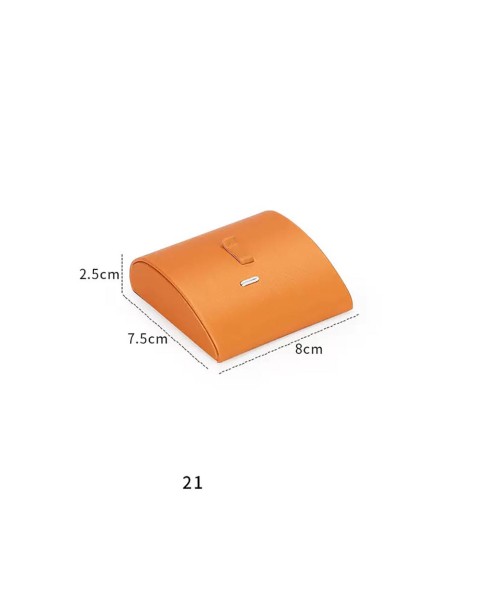 Luxuriöses Schmuck-Ring-Display-Tablett aus orangefarbenem Leder für den Einzelhandel