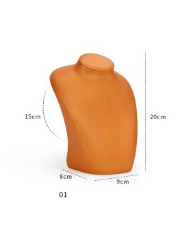 Luxus narancssárga bőr kiskereskedelmi ékszer nyaklánc kijelző melltartó állvány