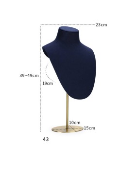 Luxury Navy Blue Velvet Necklace Display Stand