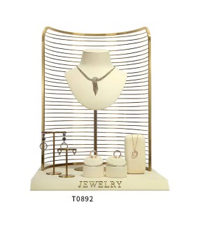 Conjunto de escaparate de joyería de terciopelo blanco, venta al por menor, nuevo y de lujo