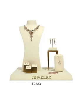 Conjunto de exibição de joias de veludo branco luxuoso novo varejo para venda