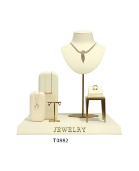 Luxury Retail Off White Velvet Jewelry Showcase Display Set