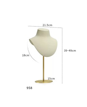 Luxury Retail Off White Velvet Necklace Display Stand