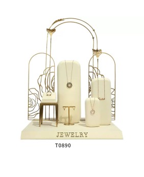 Premium New Retail Off White Velvet Jewellery Showcase Display Set