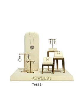 Premium New Retail Off White Velvet Jewelry Showcase Display Set For Sale