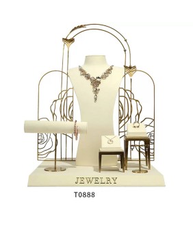 Set Tampilan Jendela Perhiasan Beludru Putih Ritel Baru Premium