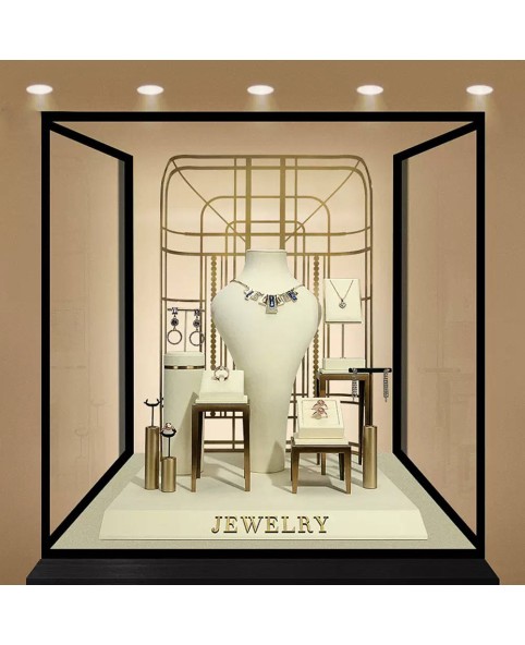 New Luxury Off White Velvet Jewelry Display Set For Sale