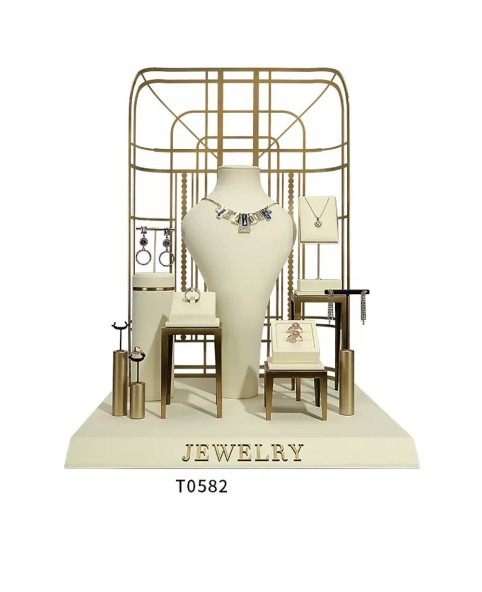 Luxury New Off White Velvet Jewelry Display Set