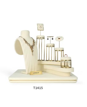 Conjunto de vitrine de joias de veludo branco premium para venda