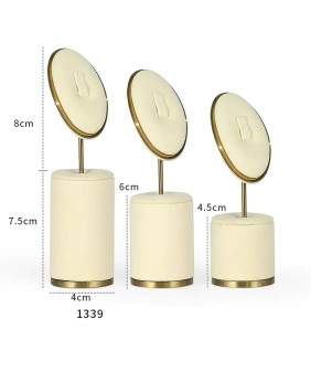 Conjunto de suporte de exposição de brinco de veludo branco de metal dourado de alta qualidade