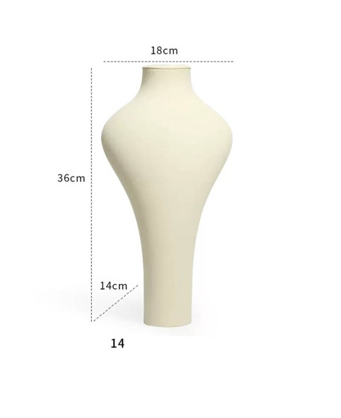 Luxe retail gebroken wit fluwelen halsketting display buste standaard te koop