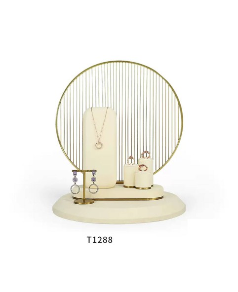 Новый роскошный золотой металл с белого бархата, набор для демонстрации ювелирных изделий для витрины