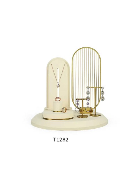 Новый розничный набор ювелирных изделий из золотого металла с белым бархатом