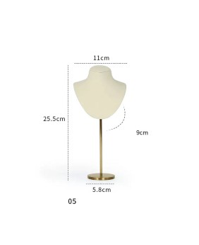 Creative Design Gold Metal Off White Velvet Necklace Display Stand