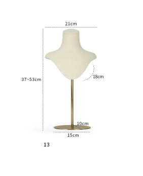 Creative Gold Metal Off White Velvet Jewelry Necklace Display Stand