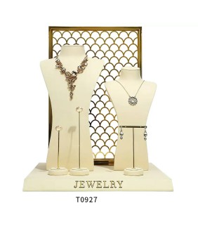 Brand New Off White Velvet Jewellery Display Set For Sale