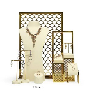 Brand New Off White Velvet Jewellery Showcase Display Set For Sale