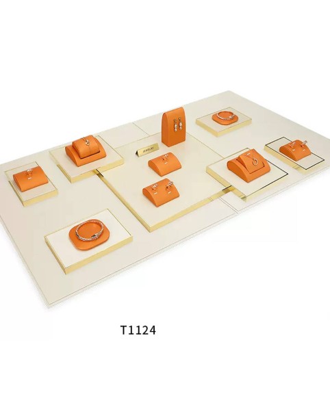 Популярный новый набор витрин для ювелирных изделий оранжевого и кремового цвета