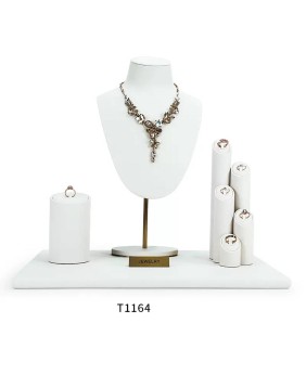 Nuovo set di esposizione per vetrina di gioielli in velluto bianco di lusso