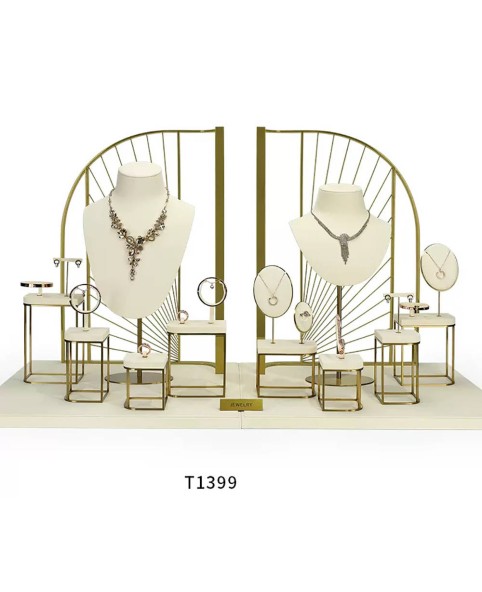 Conjuntos de exibição de joias de veludo branco luxuoso para venda