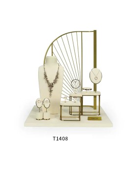 Conjunto de exibição de joias de varejo de veludo branco luxuoso para venda