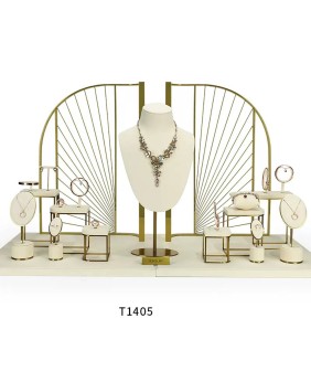 Set Tampilan Jendela Perhiasan Beludru Putih Premium