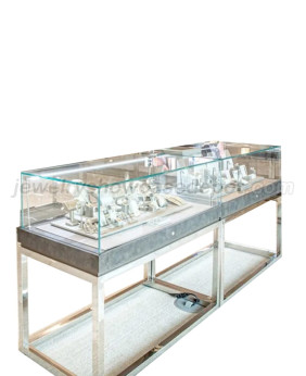 Nouvelle vitrine de présentation de bijoux en verre personnalisée pour le commerce de détail