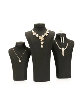 Buste d'affichage de collier de velours noir de luxe à vendre