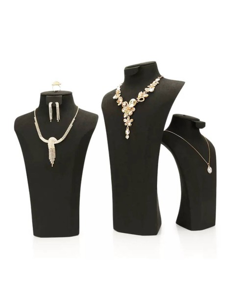 Luxuriöse Halskettenbüste aus schwarzem Samt zu verkaufen