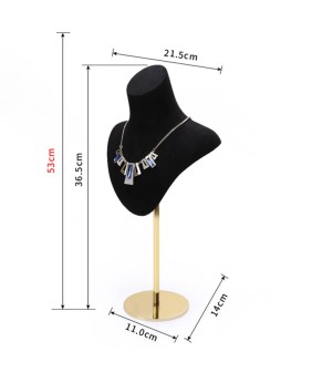 Suporte de busto de exibição de colar pequeno de veludo preto luxuoso para venda