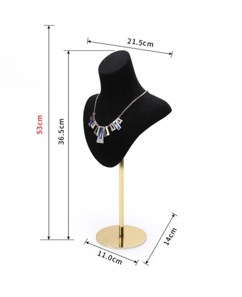 Роскошная подставка для бюста из черного бархата с маленьким ожерельем на продажу