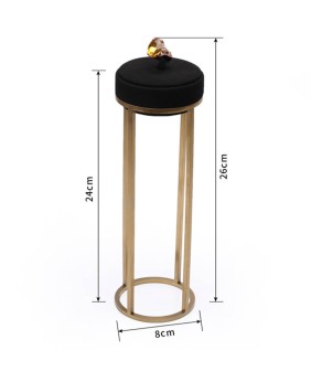 Luxury Gold Metal Black Velvet Tall Ring Display Stand For Sale