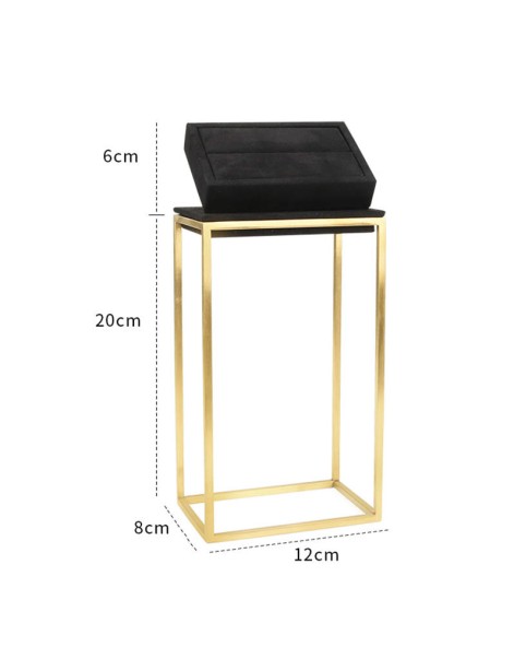 Luxury Gold Metal Black Velvet Slot Ring Display Stand