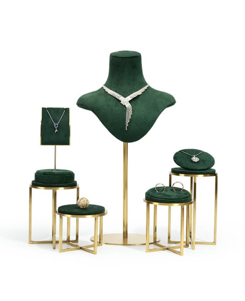 Pulseira de aço inoxidável de veludo verde de luxo e suporte de exibição de relógio para venda