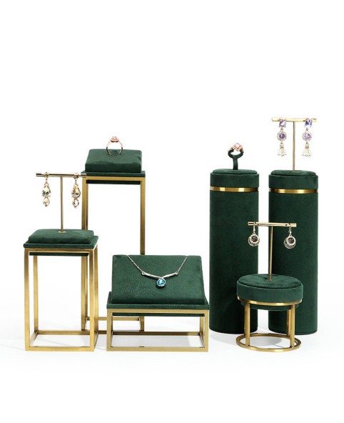 Pulseira de aço inoxidável de veludo verde de luxo e suporte de exibição de relógio para venda
