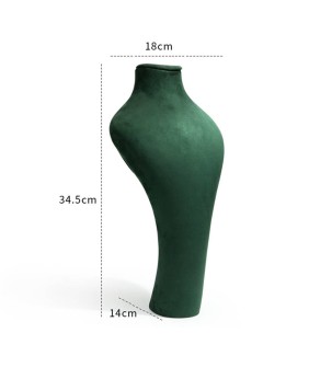 Busto de exhibición de collar de terciopelo verde oscuro de lujo a la venta