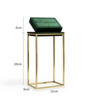 Luxury Green Velvet Gold Metal Slot Ring Display Stand For Sale