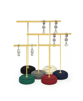 Luxuriöser, goldfarbener T-Bar-Ohrring-Display-Halter aus Metall zu verkaufen