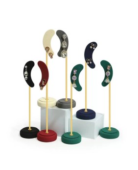 Luxury Gold Metal Velvet Earring Display Holder Stand