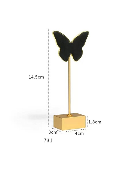 Luksusowy złoty metalowy aksamitny stojak na kolczyki w kształcie motyla