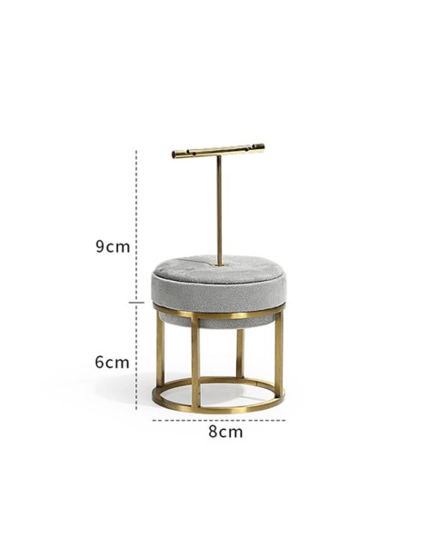 Luksusowy, metalowy stojak na kolczyki w kolorze szarego, aksamitnego złota