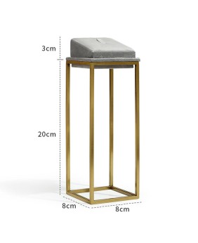 Luxury Grey Velvet Gold Metal Ring Display Stand