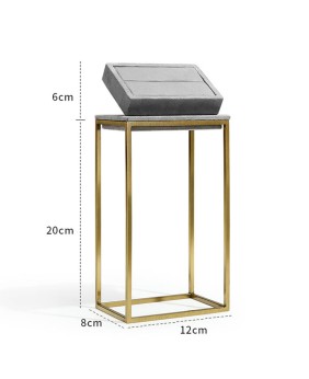 Luxury Grey Velvet Gold Metal Slot Ring Display Stand For Sale