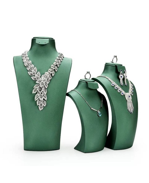 Buste d'affichage de collier en velours vert haut de gamme à vendre