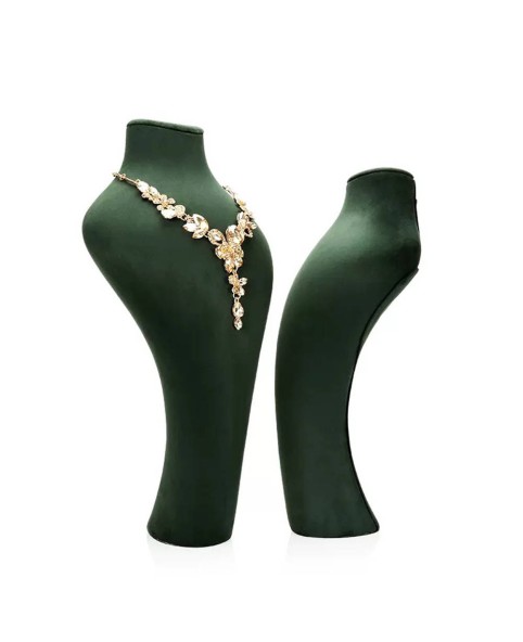 Premium groene fluwelen sieraden ketting display buste standaard te koop
