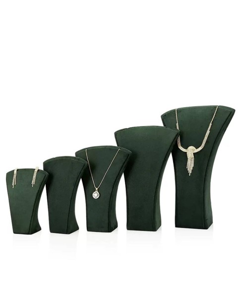 Présentoir de collier de bijoux en velours vert de luxe à vendre