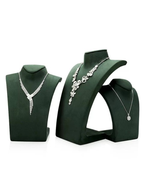 Soporte de exhibición de collar de terciopelo verde premium