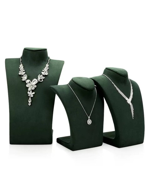 Soporte de exhibición de collar de terciopelo verde premium